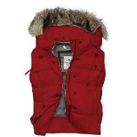 dames abercrombie fitch fur hooded bodywarmer rood Original Goedkope r23xx411